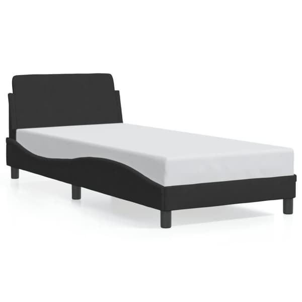 Sängram med huvudgavel utan madrass svart 80x200 cm sammet