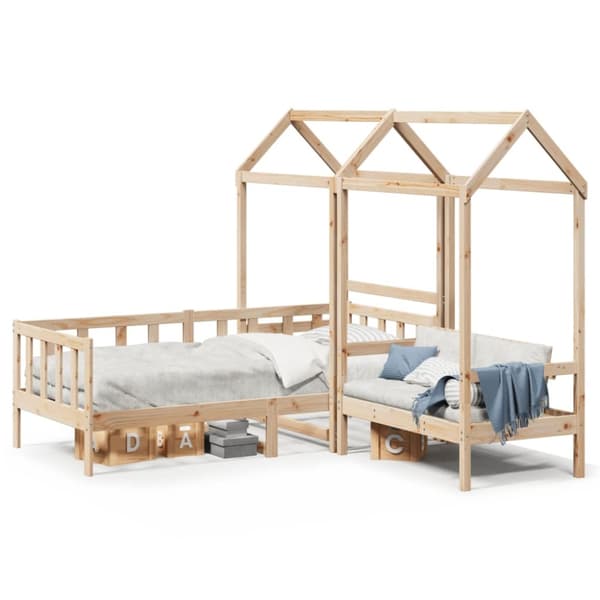 Dagbädd med bänk och tak 80x200 cm massiv furu