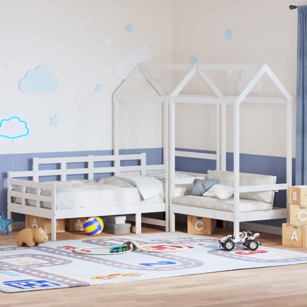 Dagbädd med bänk och tak vit 80x200 cm massiv furu