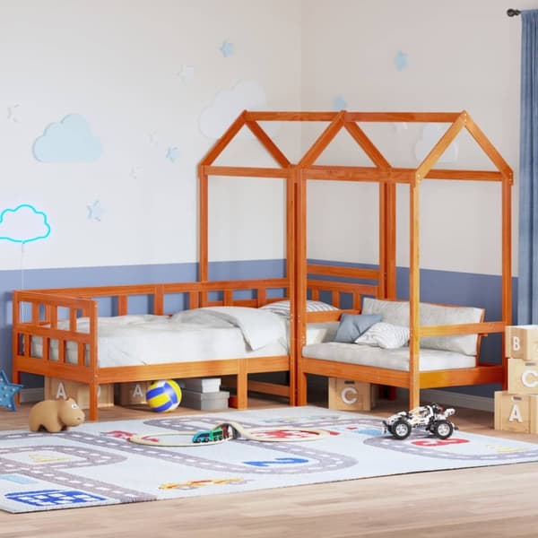 Dagbädd med tak vaxad brun 90x200 cm massiv furu
