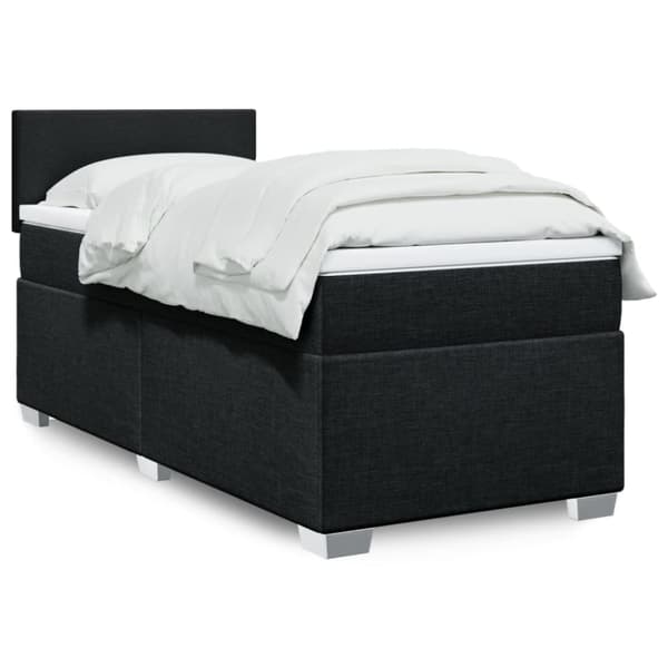 Ramsäng med madrass svart 90x190 cm tyg