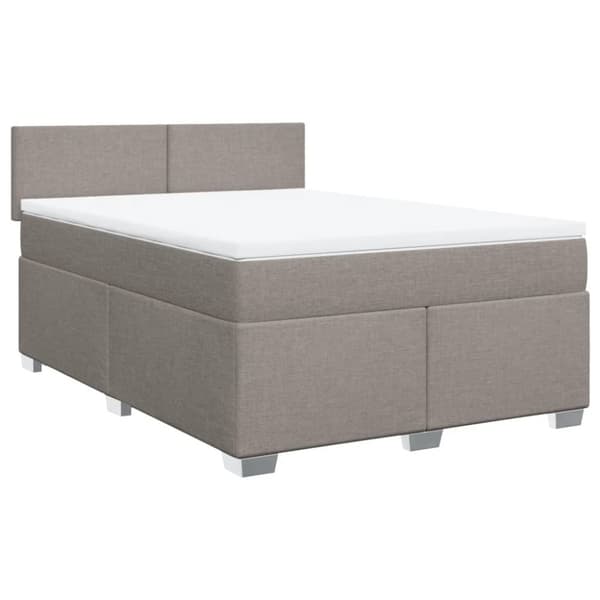 Ramsäng med madrass taupe 140x190 cm tyg