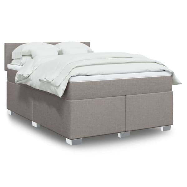 Ramsäng med madrass taupe 140x190 cm tyg