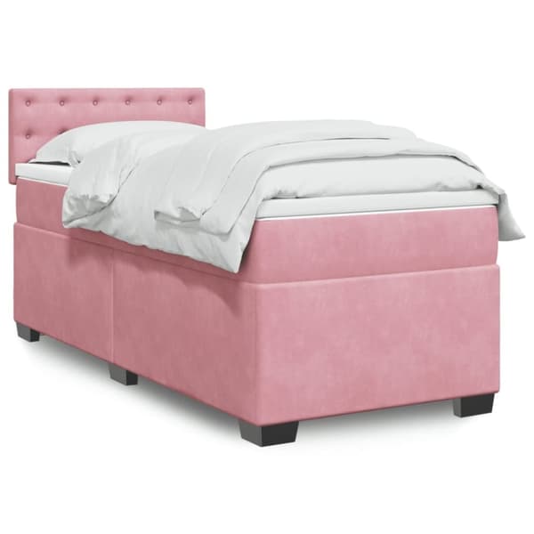 Ramsäng med madrass rosa 90x200 cm sammet