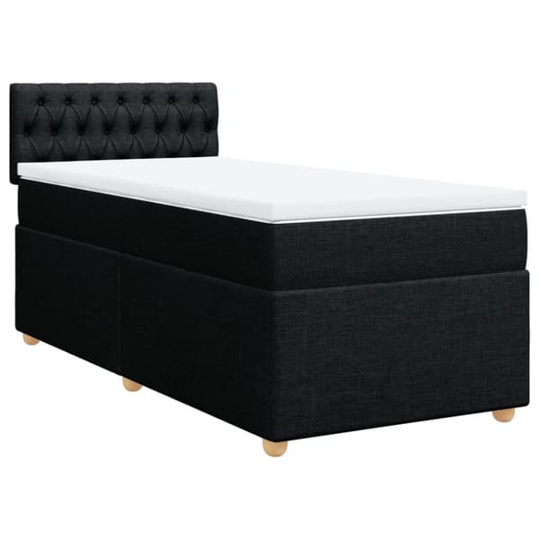 Ramsäng med madrass svart 90x190 cm tyg