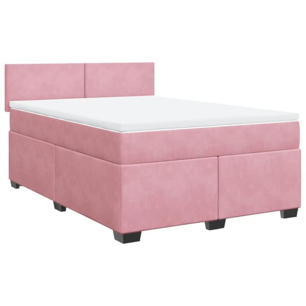 Ramsäng med madrass rosa 140x190 cm sammet