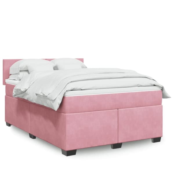 Ramsäng med madrass rosa 140x190 cm sammet
