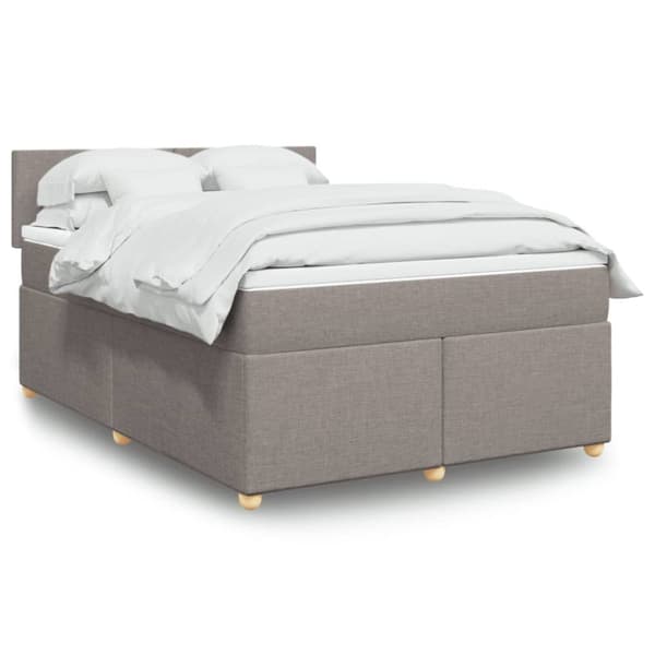 Ramsäng med madrass taupe 160x200 cm tyg