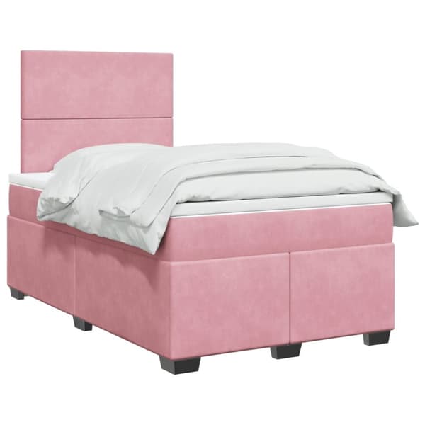 Ramsäng med madrass rosa 120x200 cm sammet