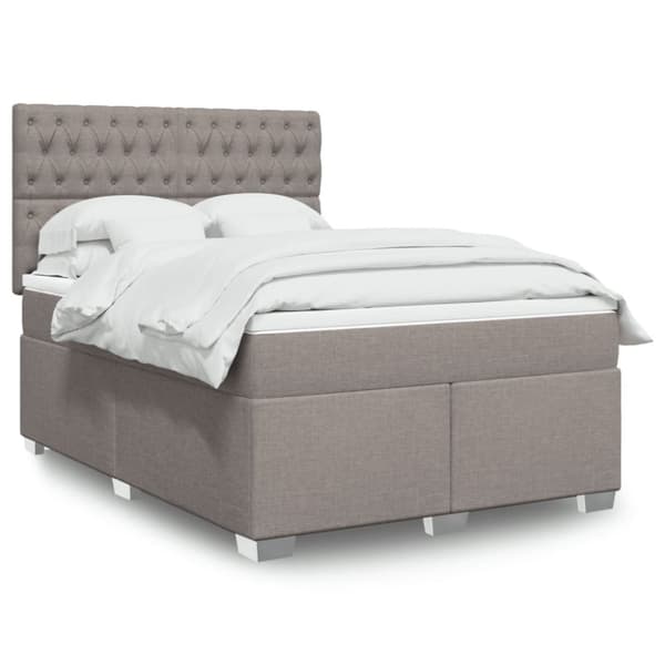 Ramsäng med madrass taupe 140x190 cm tyg