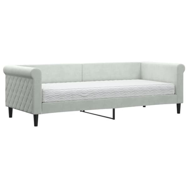 Dagbädd med madrass ljusgrå 80x200 cm sammet