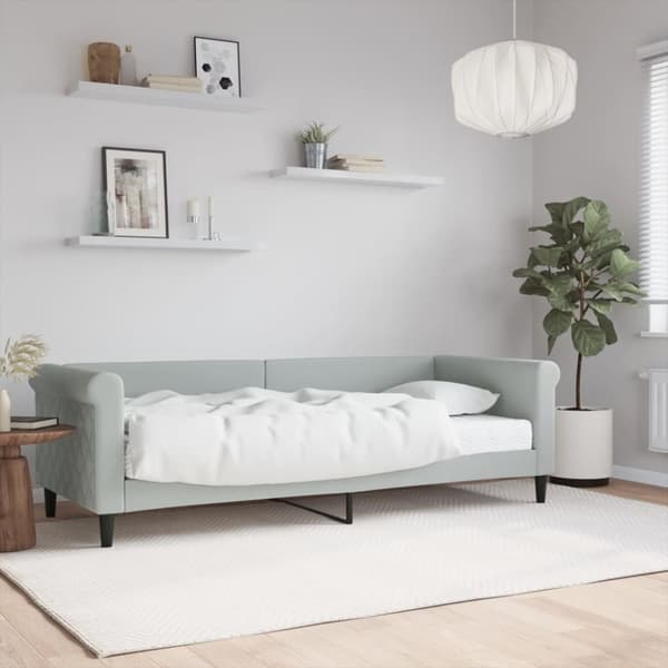 Dagbädd med madrass ljusgrå 80x200 cm sammet