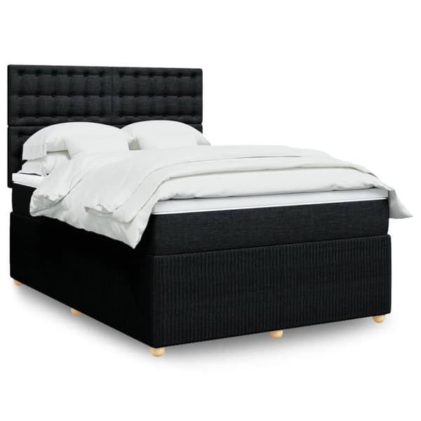 Ramsäng med madrass svart 140x190 cm tyg