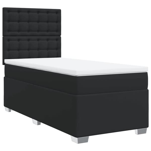 Ramsäng med madrass svart 80x200 cm konstläder