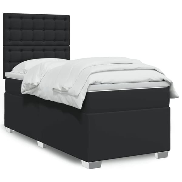Ramsäng med madrass svart 80x200 cm konstläder