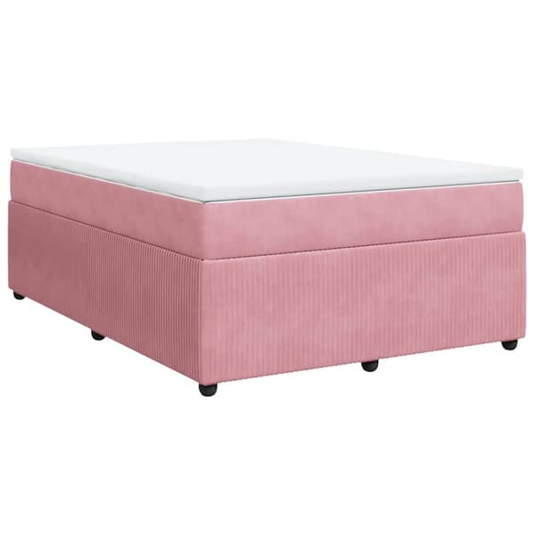 Ramsäng med madrass rosa 140x190 cm sammet