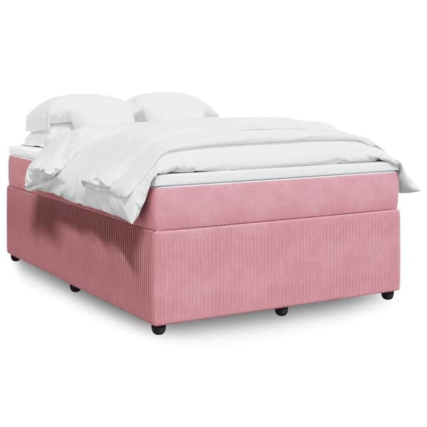Ramsäng med madrass rosa 140x190 cm sammet