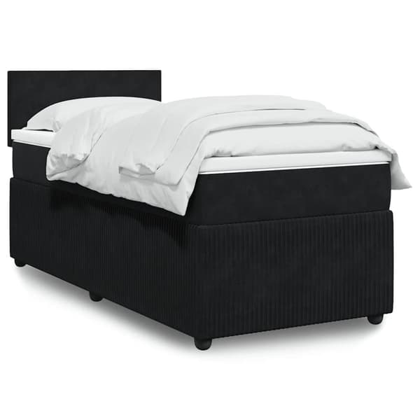 Ramsäng med madrass svart 90x190 cm sammet