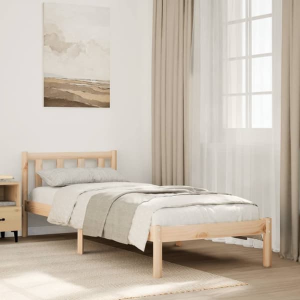 Sängram utan madrass extra lång 80x210 cm massiv furu