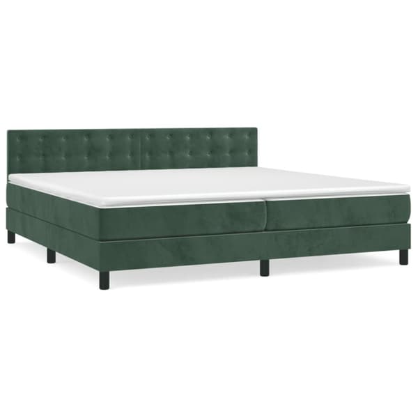 Ramsäng med madrass mörkgrön 200x200 cm sammet