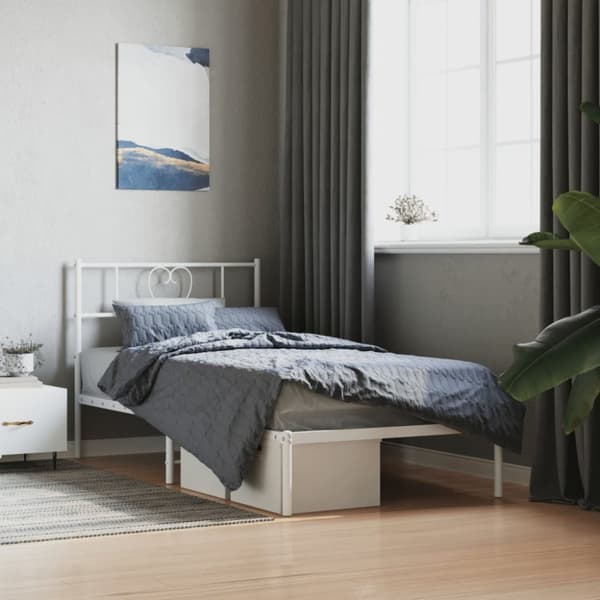 Sängram med huvudgavel metall vit 90x190 cm