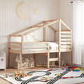 Miniatyrbild 1 av 2: Hög säng med tak 90x200 cm massiv furu