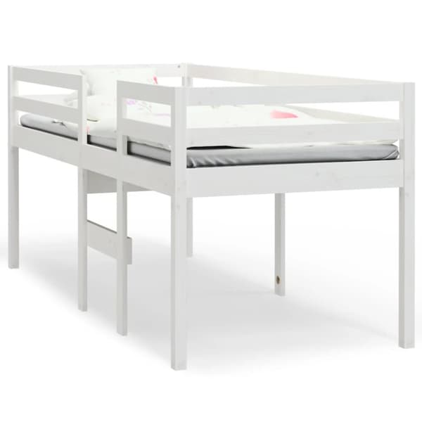 Hög säng Vit 90x200 cm massiv furu