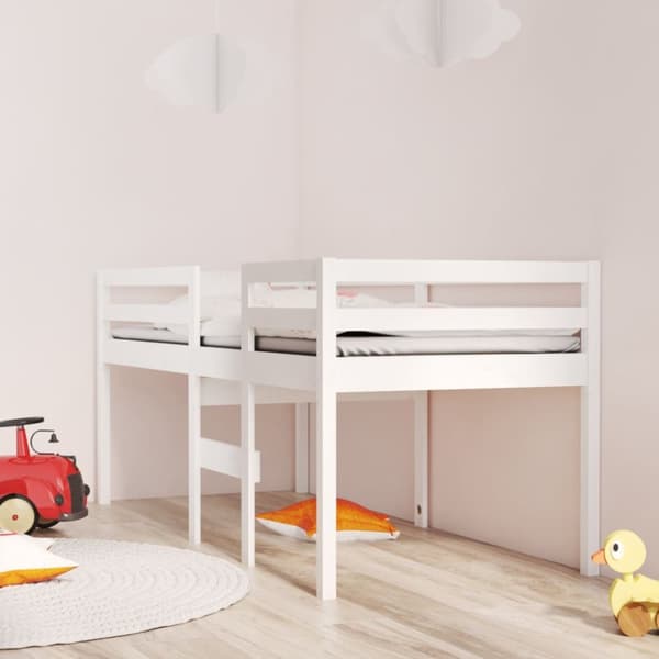 Hög säng Vit 90x200 cm massiv furu