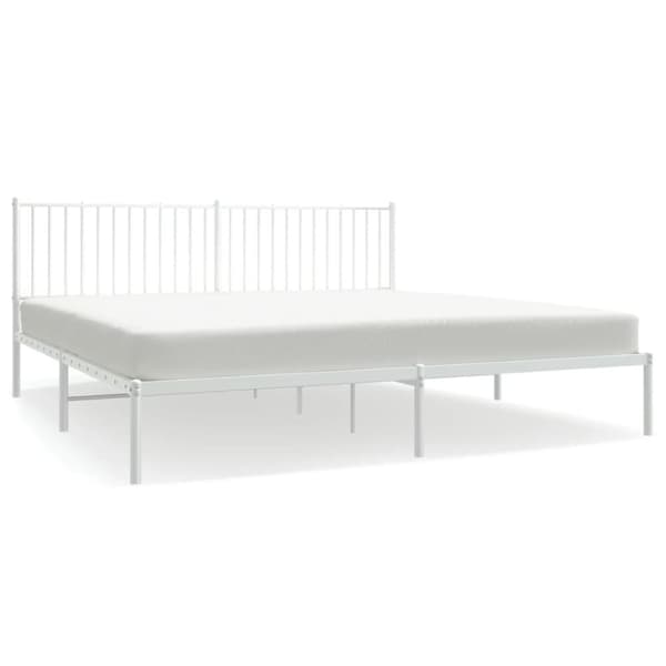 Sängram med huvudgavel metall vit 193x203 cm