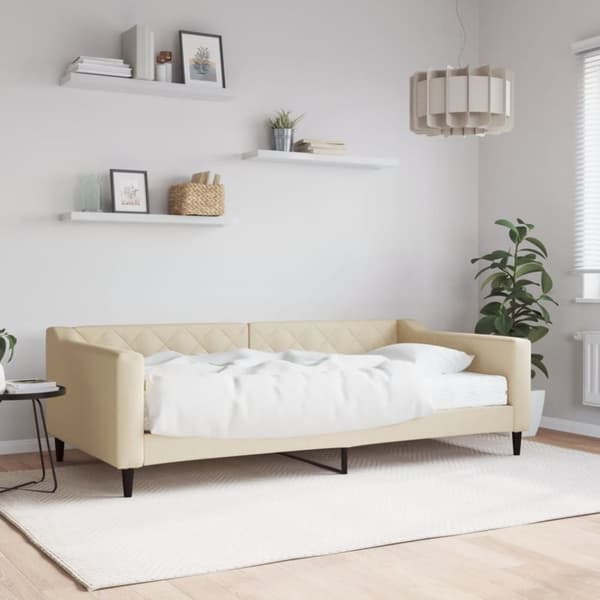 Dagbädd med madrass gräddvit 100x200 cm tyg