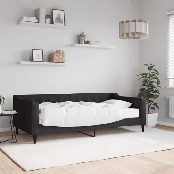 Dagbädd med madrass svart 90x190 cm tyg