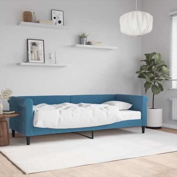 Dagbädd med madrass blå 80x200 cm sammet