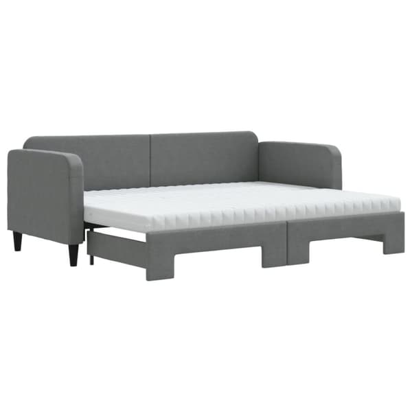 Dagbädd med madrasser utdragbar mörkgrå 80x200 cm tyg