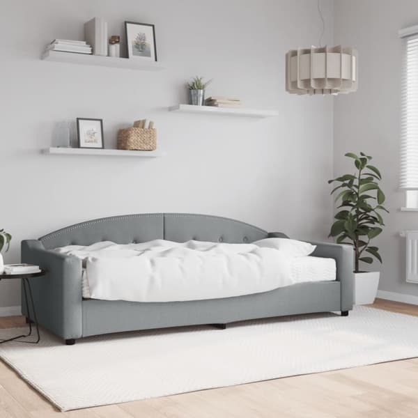 Dagbädd med madrass ljusgrå 90x200 cm tyg