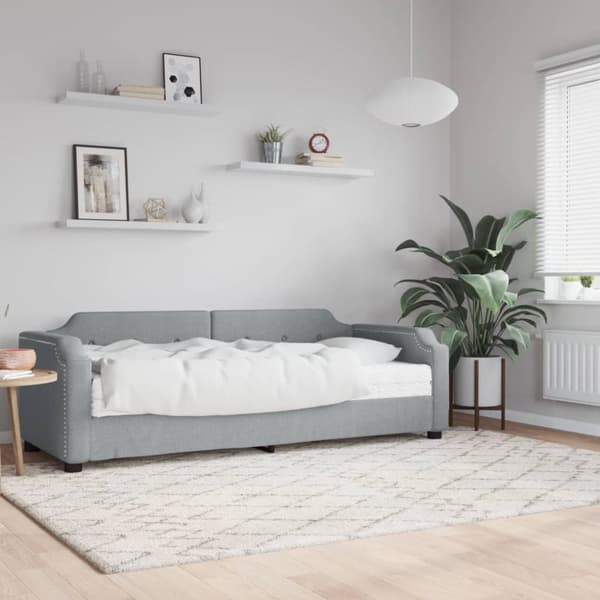 Dagbädd med madrass ljusgrå 90x200 cm tyg