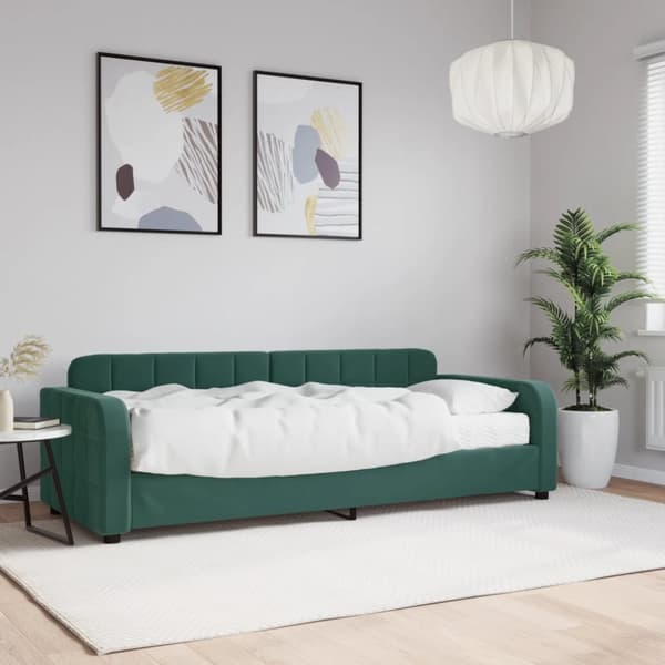 Dagbädd med madrass mörkgrön 80x200 cm sammet