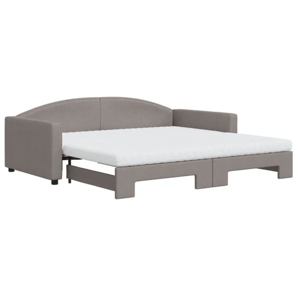 Dagbädd med extrabädd och madrasser taupe 100x200 cm tyg