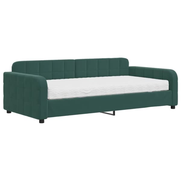Dagbädd med madrass mörkgrön 100x200 cm sammet