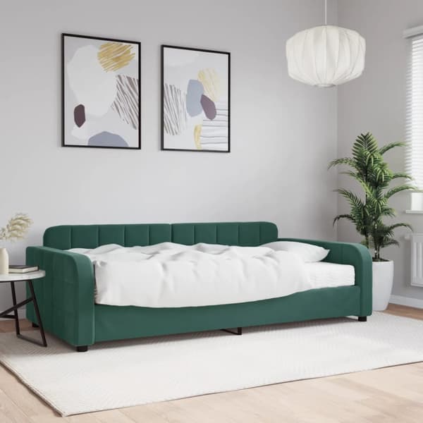 Dagbädd med madrass mörkgrön 100x200 cm sammet