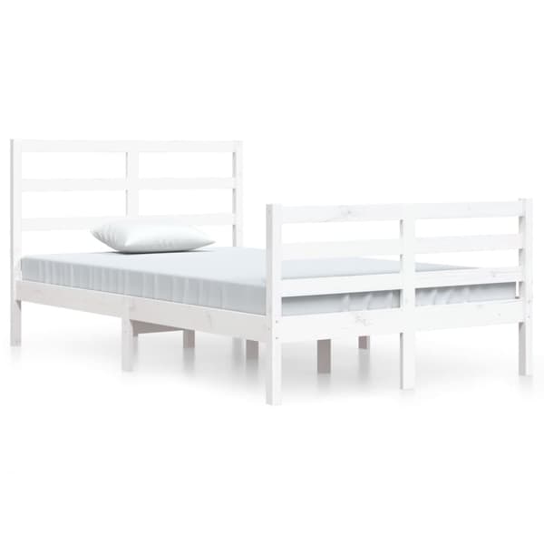 Sängram vit massiv furu 120x200 cm enkelsäng