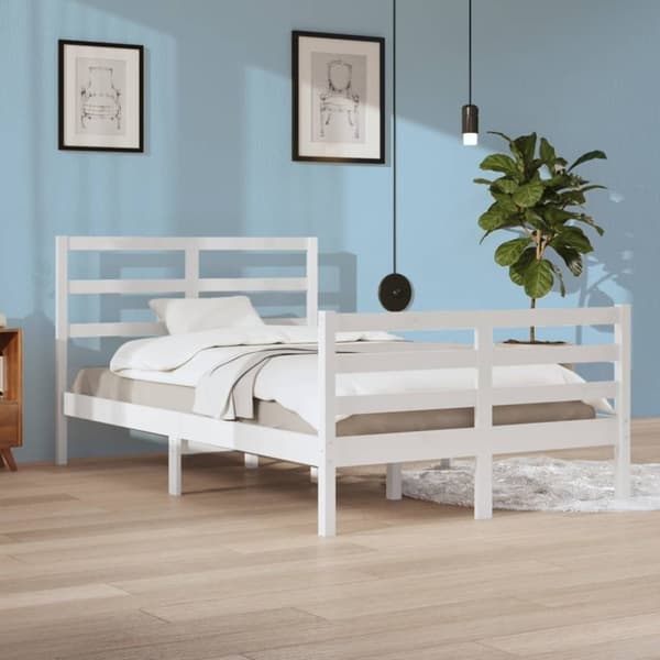 Sängram vit massiv furu 120x200 cm enkelsäng