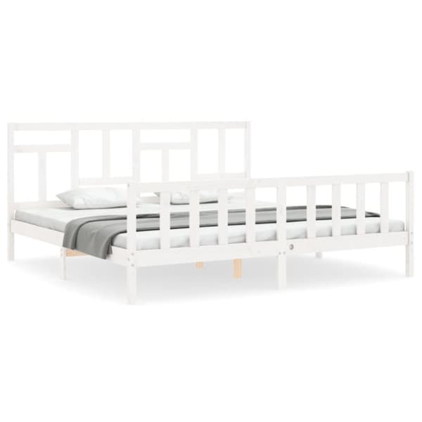 Sängram utan madrass vit 200x200 cm massiv furu