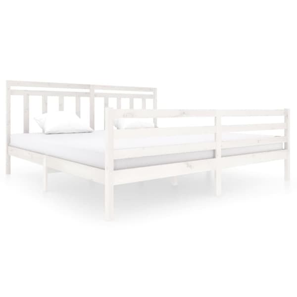 Sängram vit massivt trä 200x200 cm