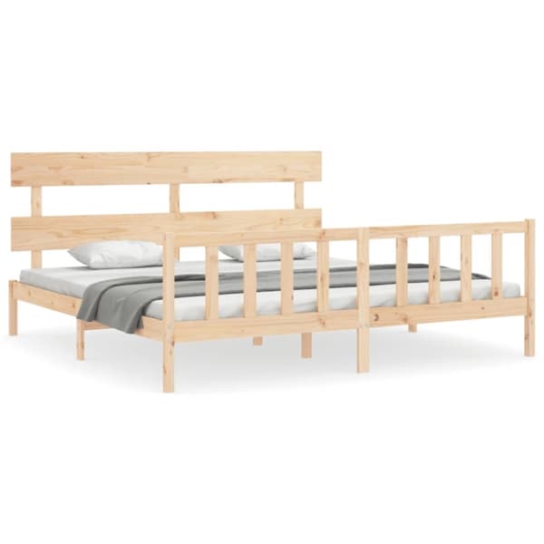 Sängram utan madrass 200x200 cm massiv furu