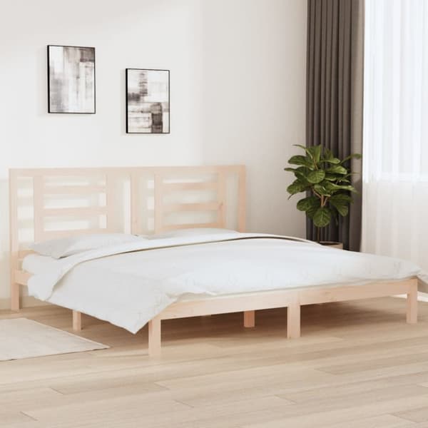 Sängram utan madrass 200x200 cm massiv furu
