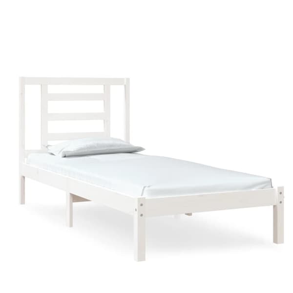 Sängram vit massivt trä 75x190 cm