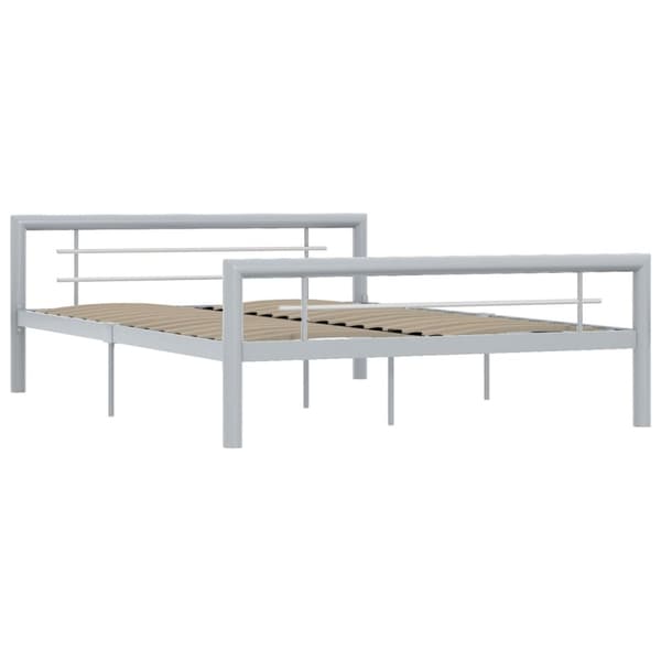 Sängram utan madrass grå & vit metall 120x200 cm