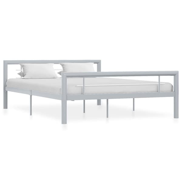 Sängram utan madrass grå & vit metall 120x200 cm