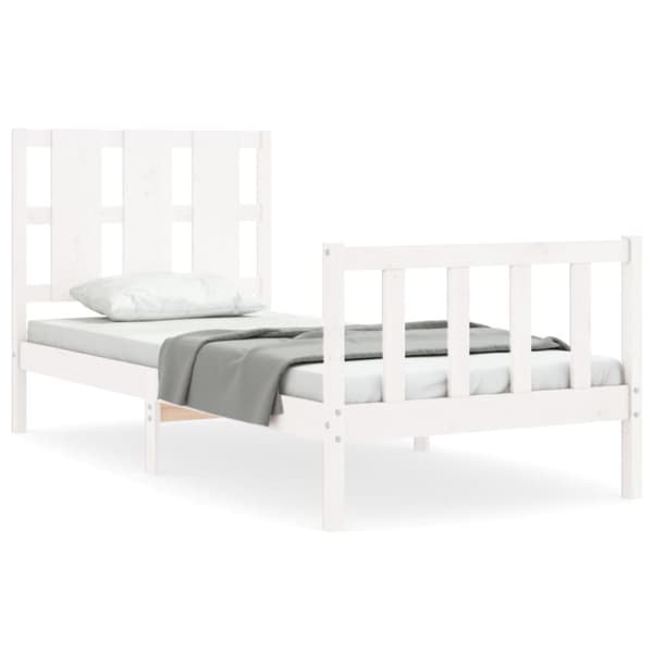 Sängram utan madrass vit 90x200 cm massiv furu