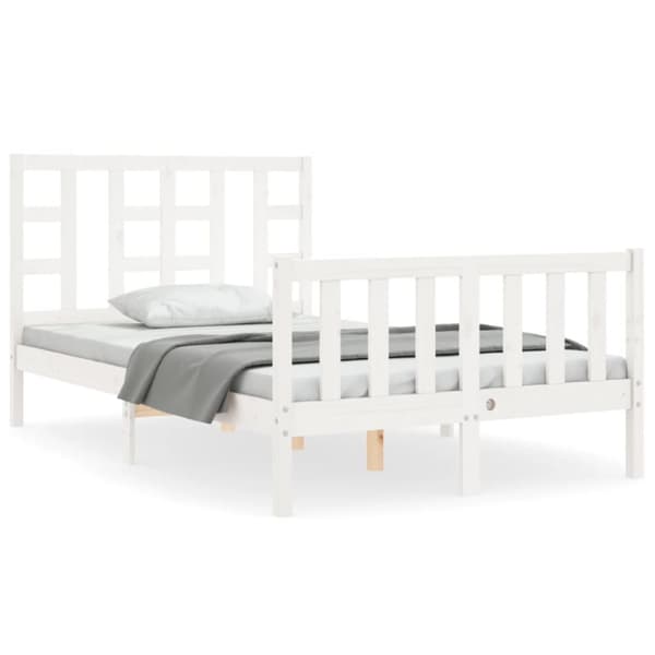 Sängram utan madrass vit 120x200 cm massiv furu